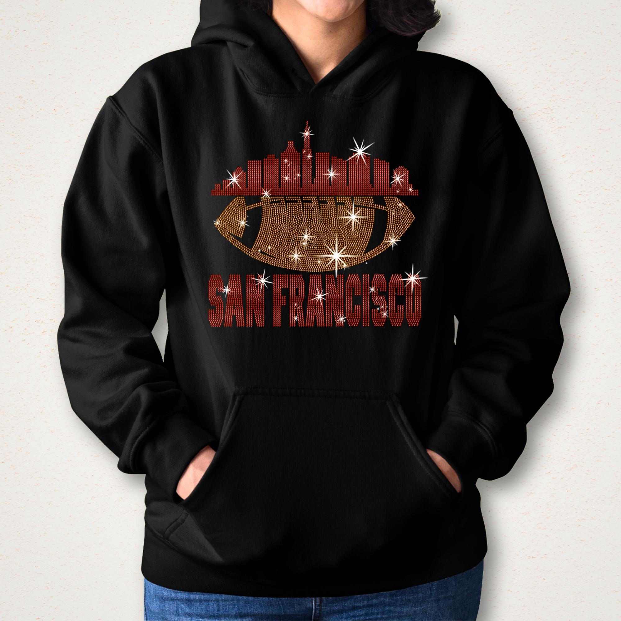 San Francisco Rhinestone Football Shirt: Game Day Bling Tee Secondary image
