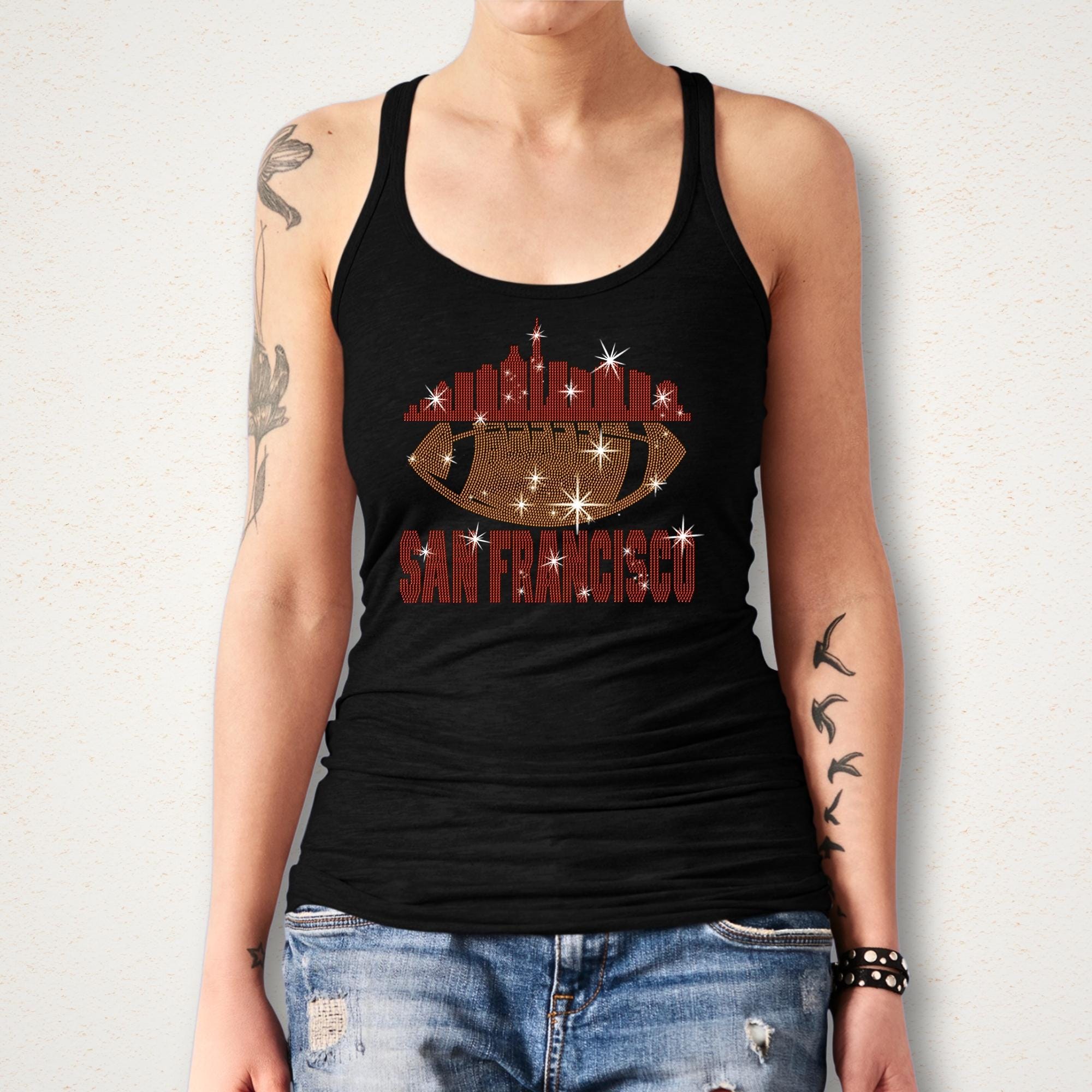 San Francisco Rhinestone Football Shirt: Game Day Bling Tee
