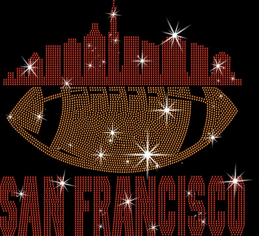 San Francisco Rhinestone Football Shirt: Game Day Bling Tee