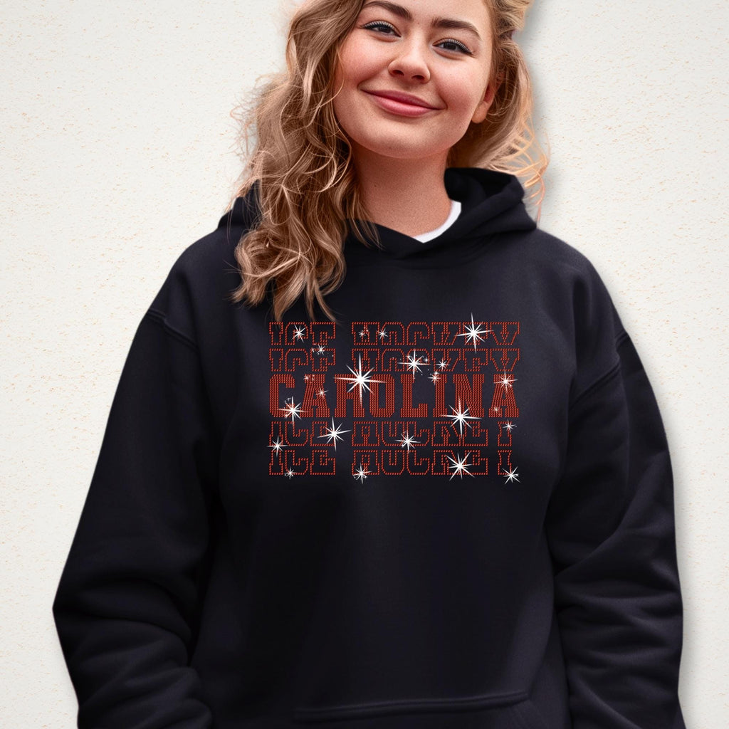 Carolina Ice Hockey Rhinestone Shirt: Cute Hockey Fan Sweatshirt