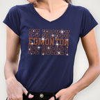 Edmonton Ice Hockey Rhinestone Shirt: Hockey Game Day Bling Tee