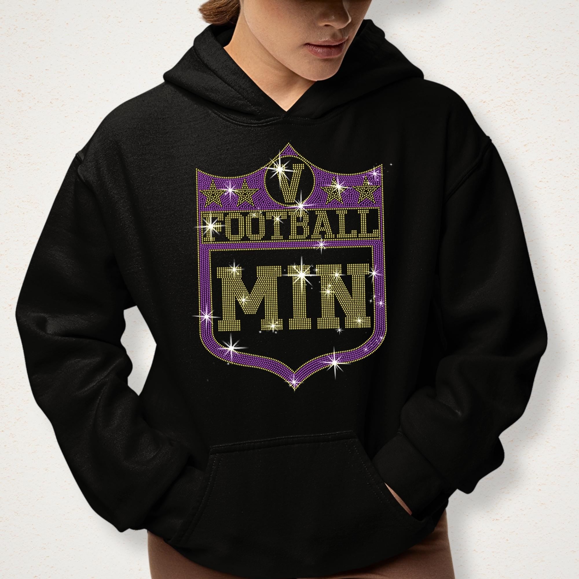 Minnesota Rhinestone Football Shield Design Shirt: Game Day Tee
