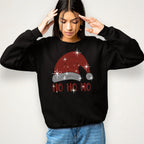 Ho Ho Ho Santa Hat Rhinestone Shirt: Christmas Holiday Bling Tee