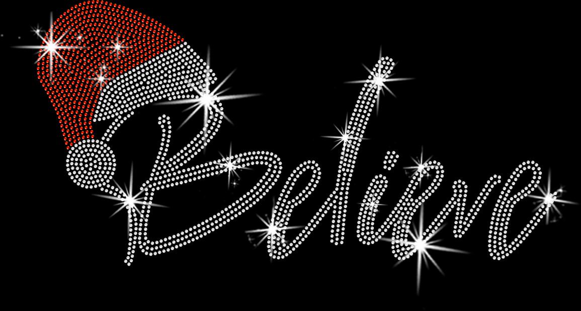 Believe Christmas Rhinestone Shirt: Christmas Party Sparkle Tee