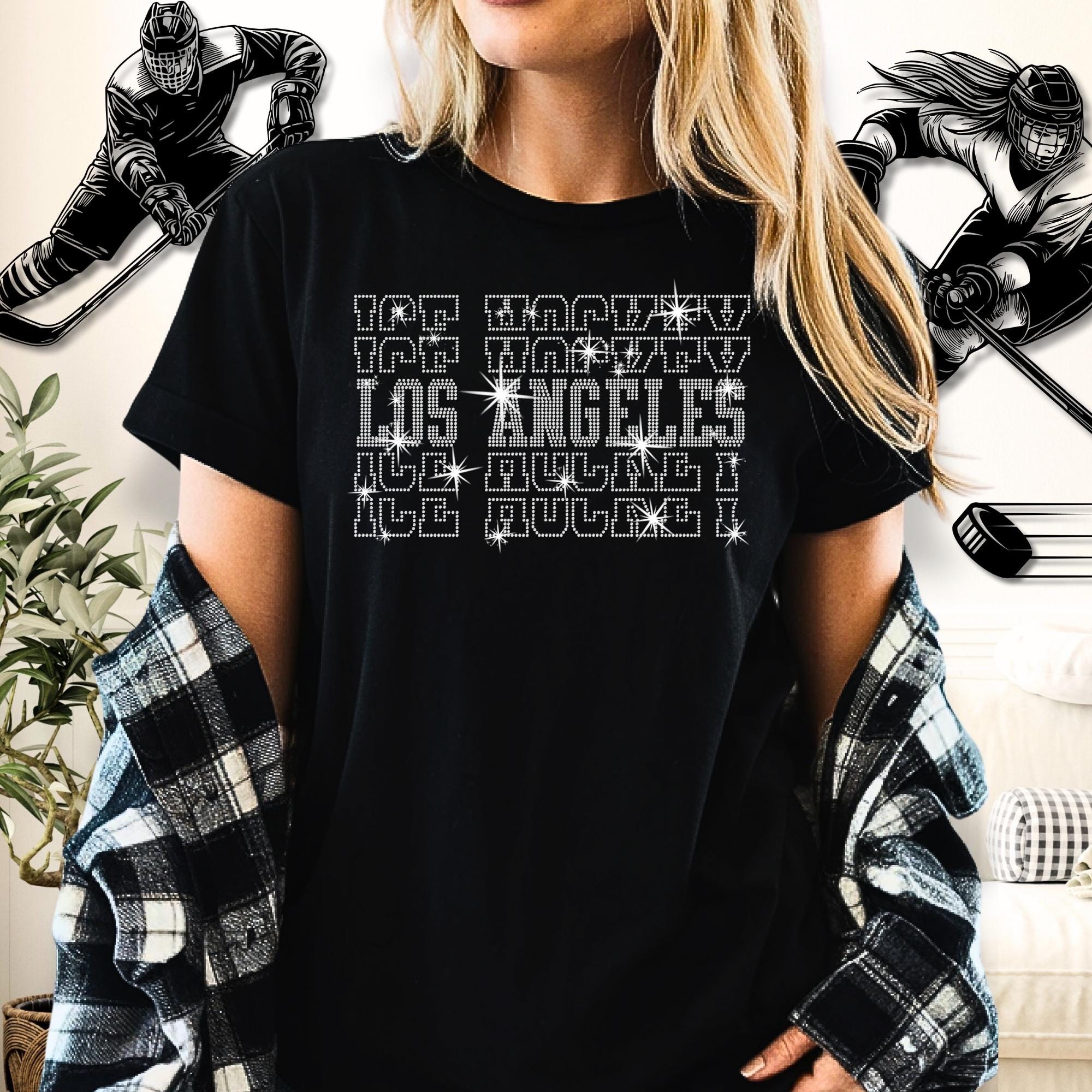 Los Angeles Ice Hockey Rhinestone Shirt: Hockey Fans Sparkle Tee Main image