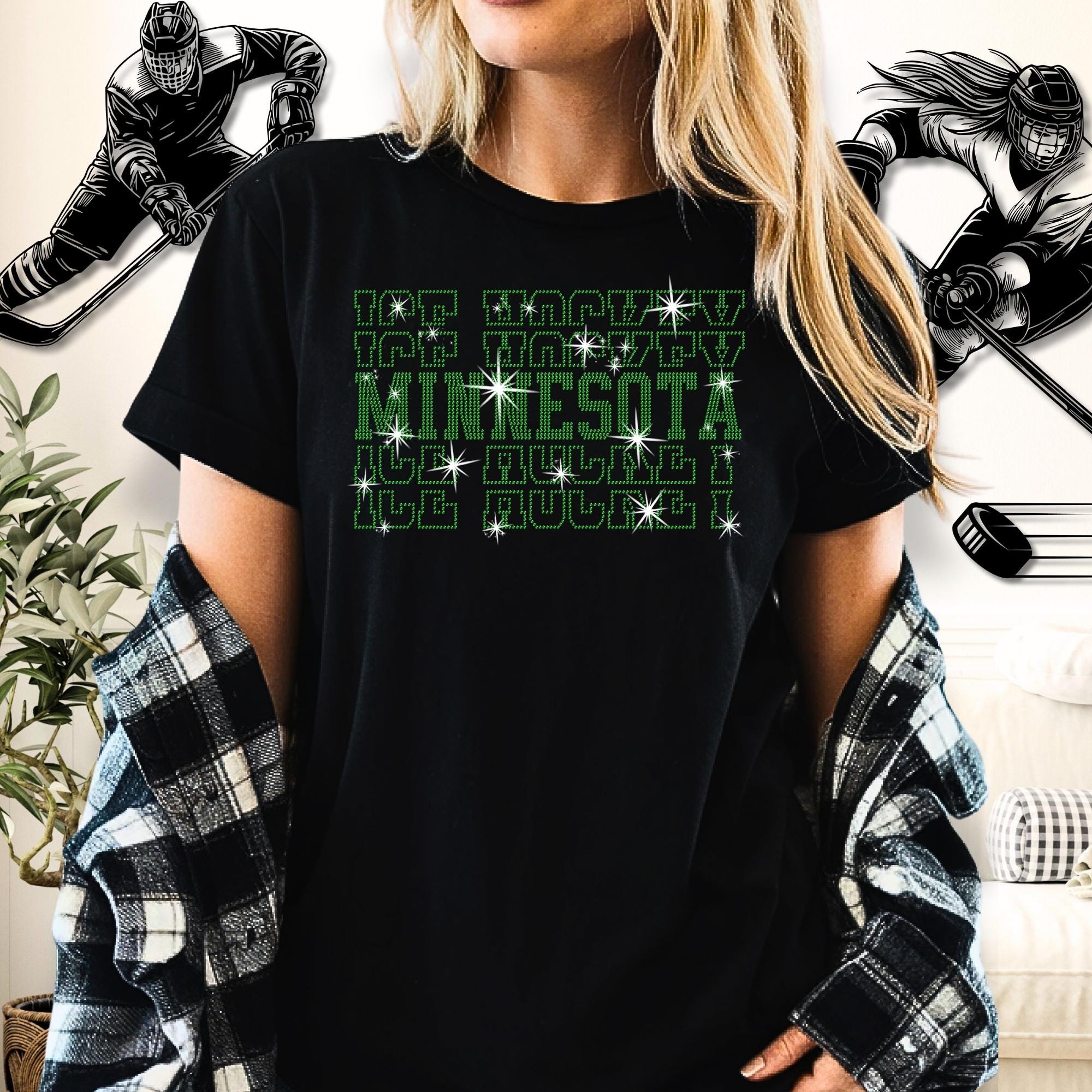 Minnesota Ice Hockey Rhinestone Shirt: Hockey Game Day Season Outfit Main image