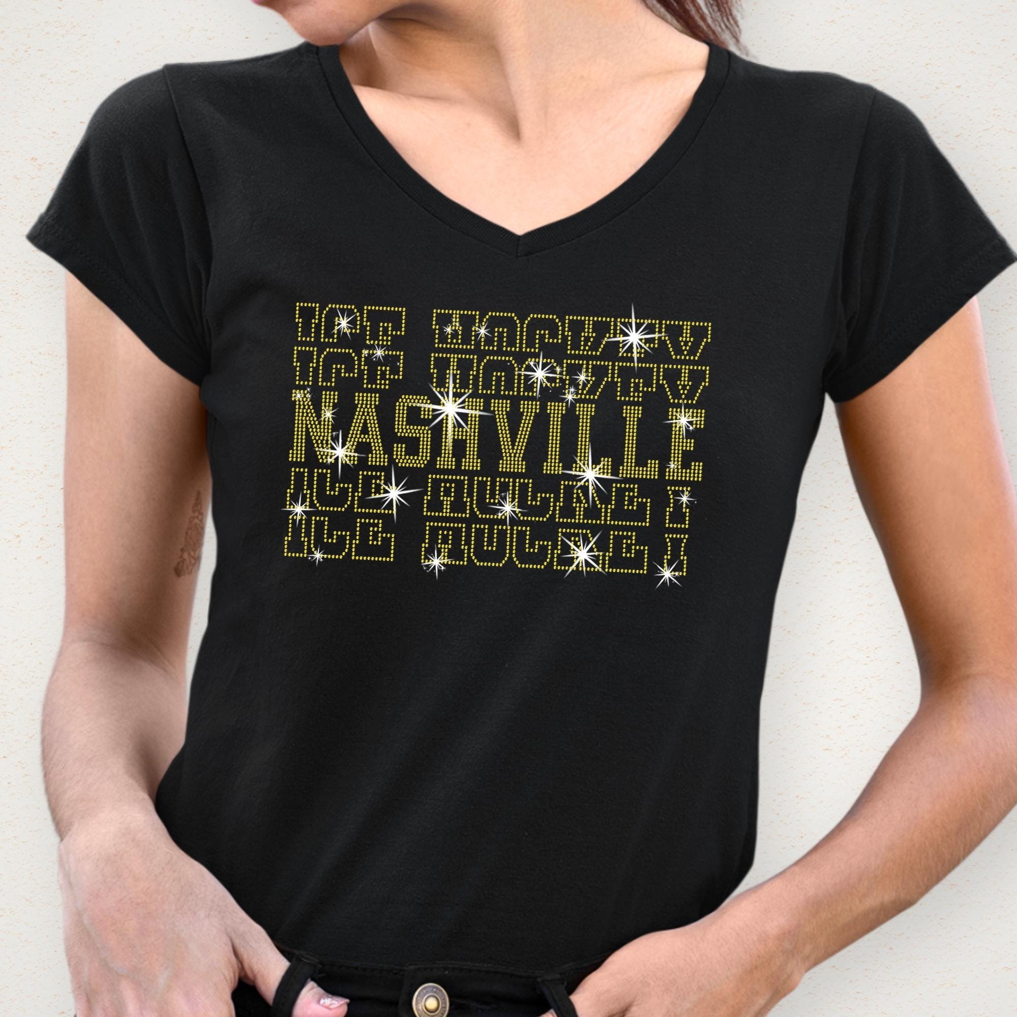 Nashville Ice Hockey Rhinestone Shirt: Bling Hockey Sports Tee Secondary image