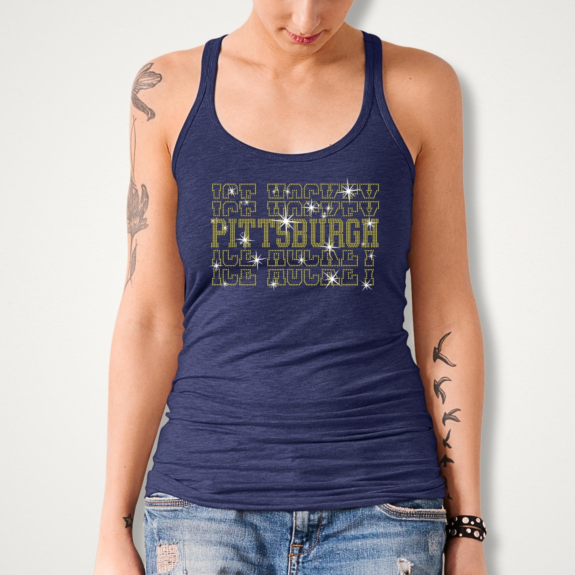 Pittsburgh Ice Hockey Rhinestone Shirt: Hockey Dad or Mom Game Day Tee