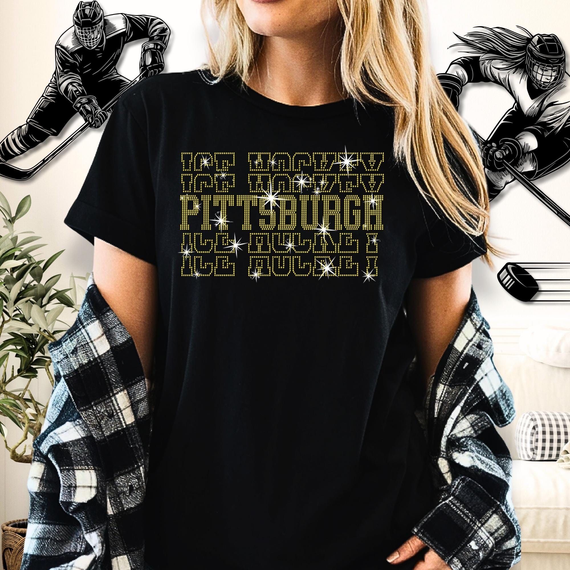 Pittsburgh Ice Hockey Rhinestone Shirt: Hockey Dad or Mom Game Day Tee Main image