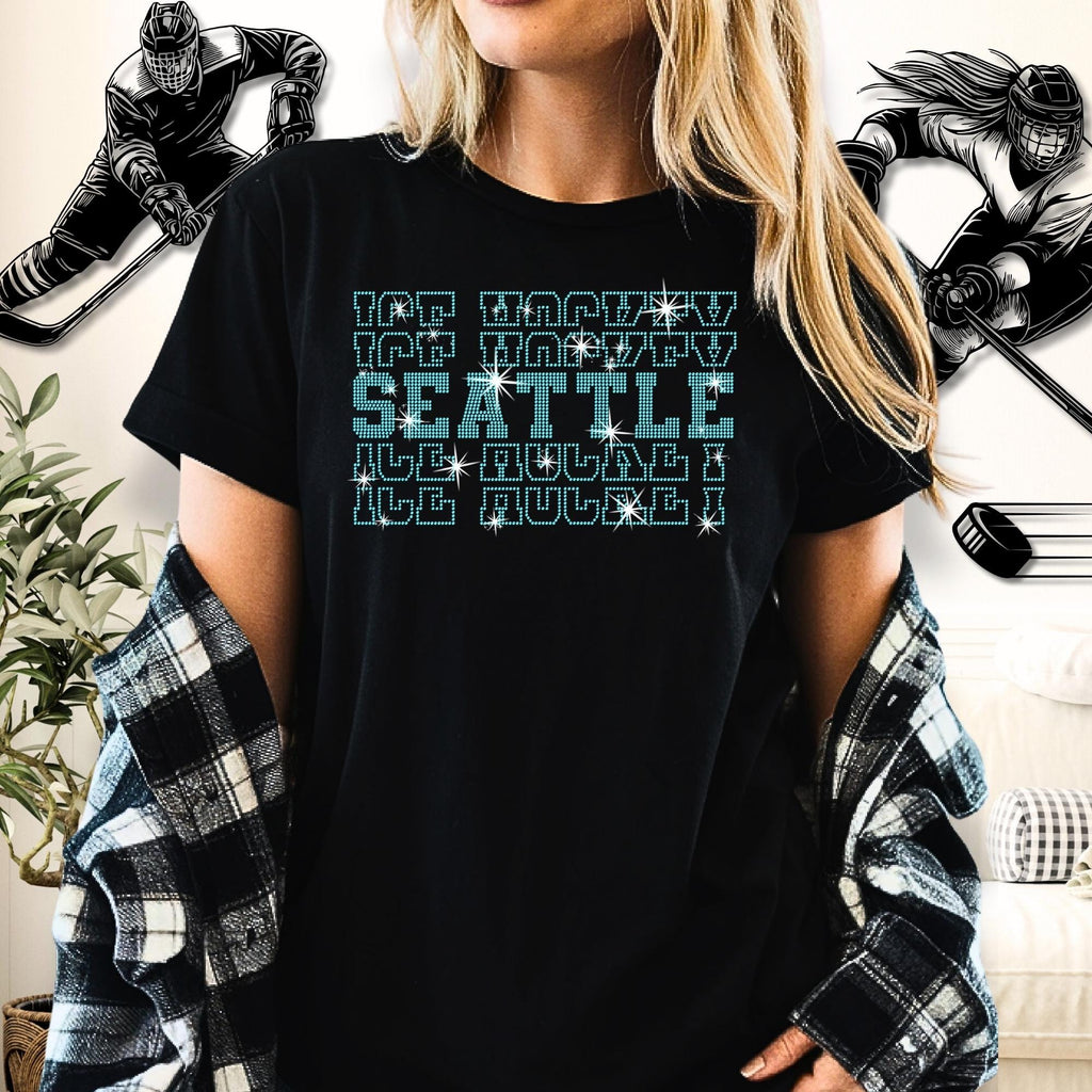 Seattle Ice Hockey Rhinestone Shirt: Hockey Game Day Fan Apparel