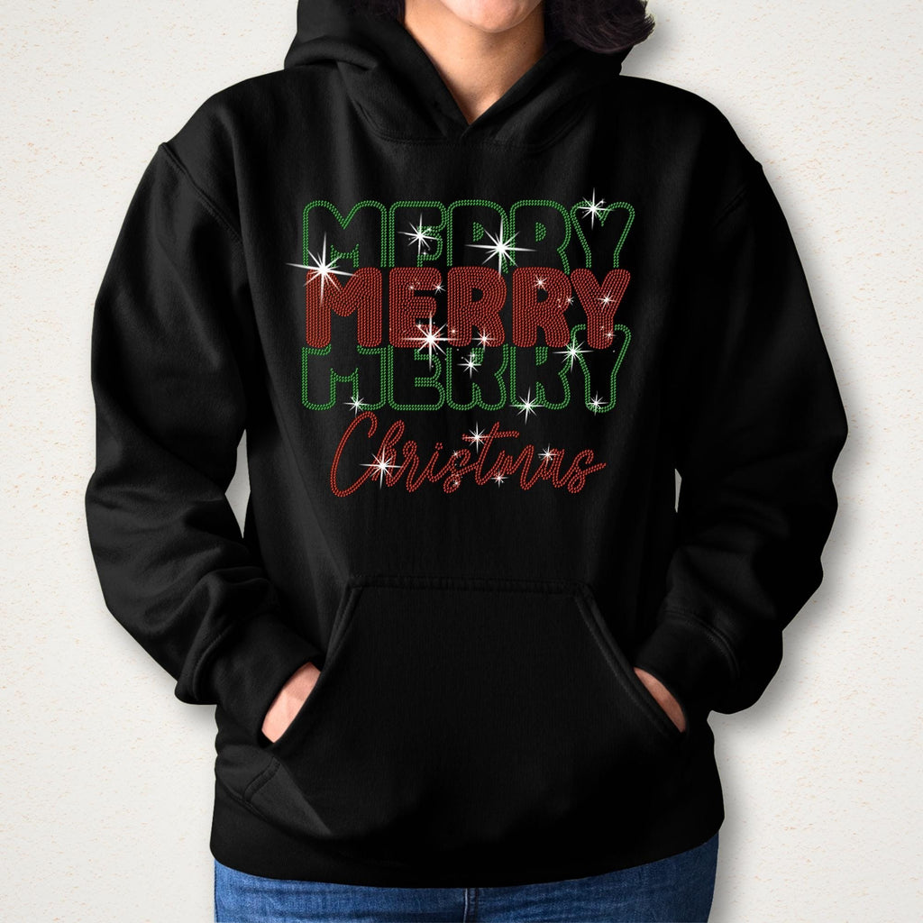 Merry Christmas Rhinestone T-Shirt: Women's Xmas Sparkle Shirt