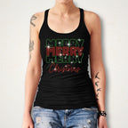 Merry Christmas Rhinestone T-Shirt: Women's Xmas Sparkle Shirt