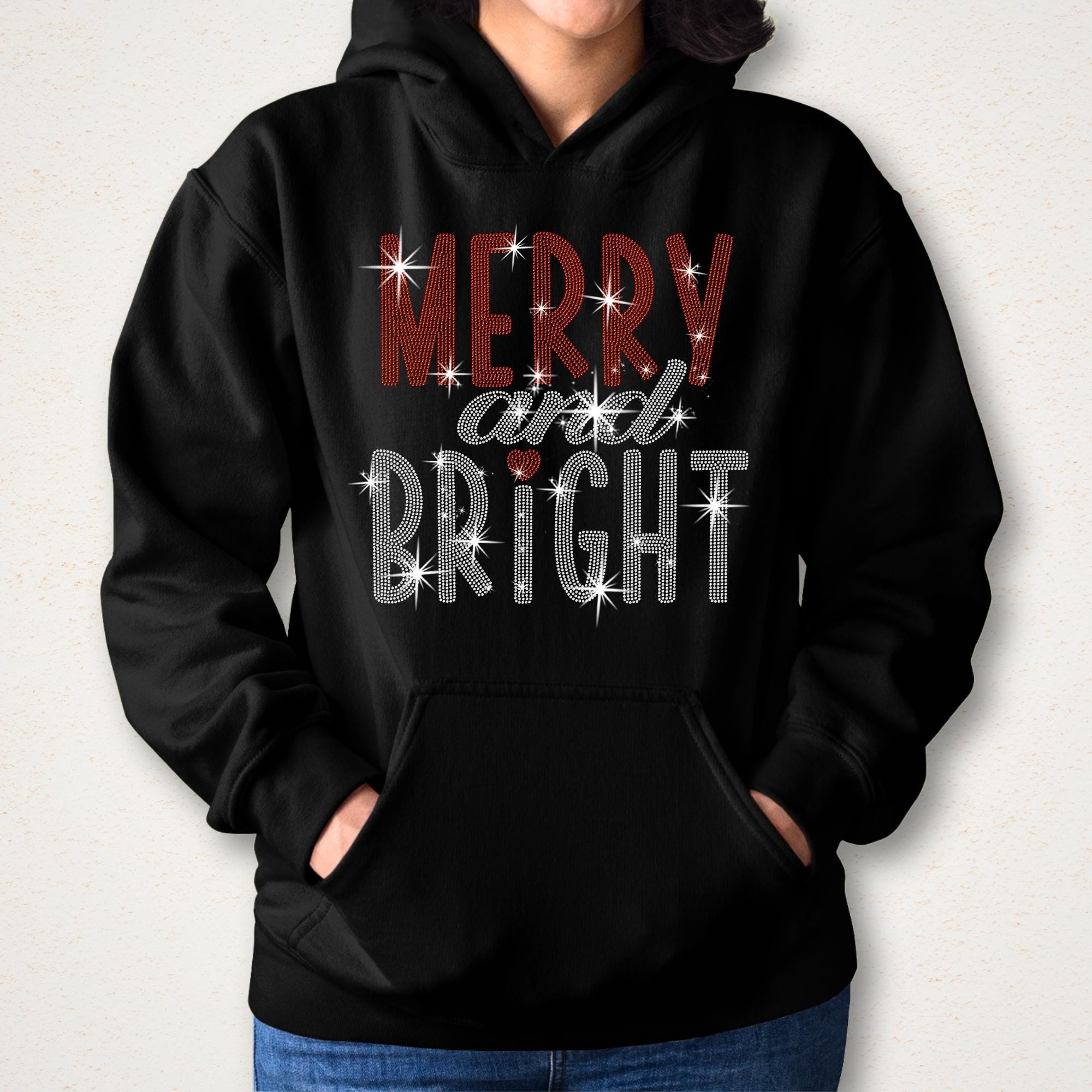Merry and Bright Rhinestone Shirt: Family Christmas Bling Tee