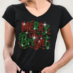 Merry and Bright Rhinestone Christmas Shirt: Christmas Lights Sparkle Sweatshirt