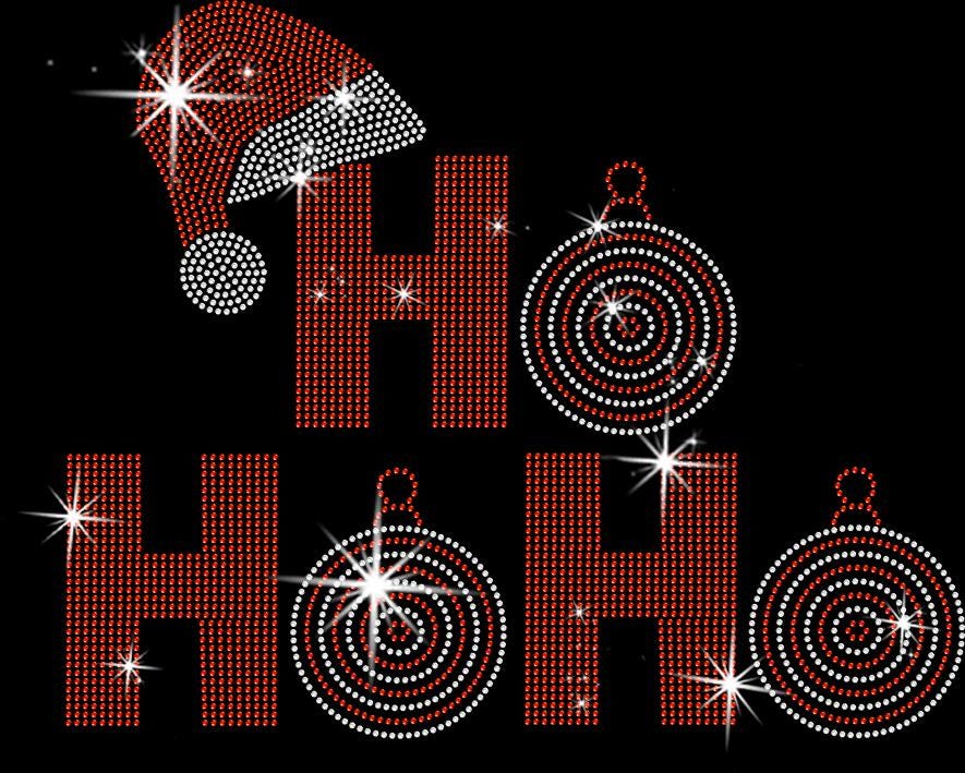 Santa Ho Ho Ho Rhinestone T-shirt, Christmas Gift Hoodie: Sparkle Retro Christmas Shirt