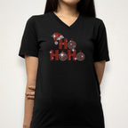 Santa Ho Ho Ho Rhinestone T-shirt, Christmas Gift Hoodie: Sparkle Retro Christmas Shirt