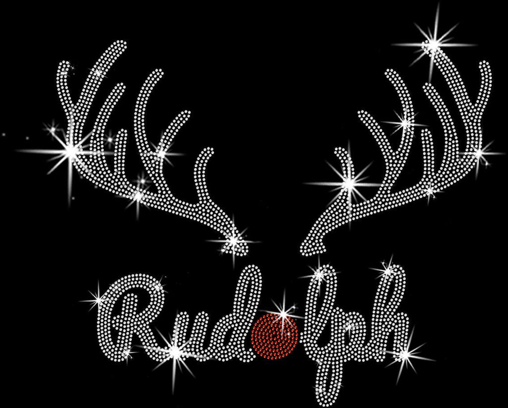 Rudolph Christmas Rhinestone Shirt: Sparkly Women's Holiday T-Shirt, Holiday Gifts