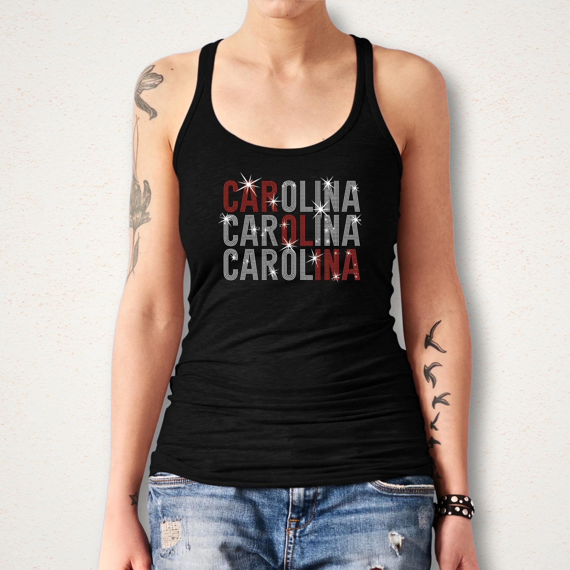 Carolina Rhinestone Shirt: Hockey Sports Bling Sweatshirt