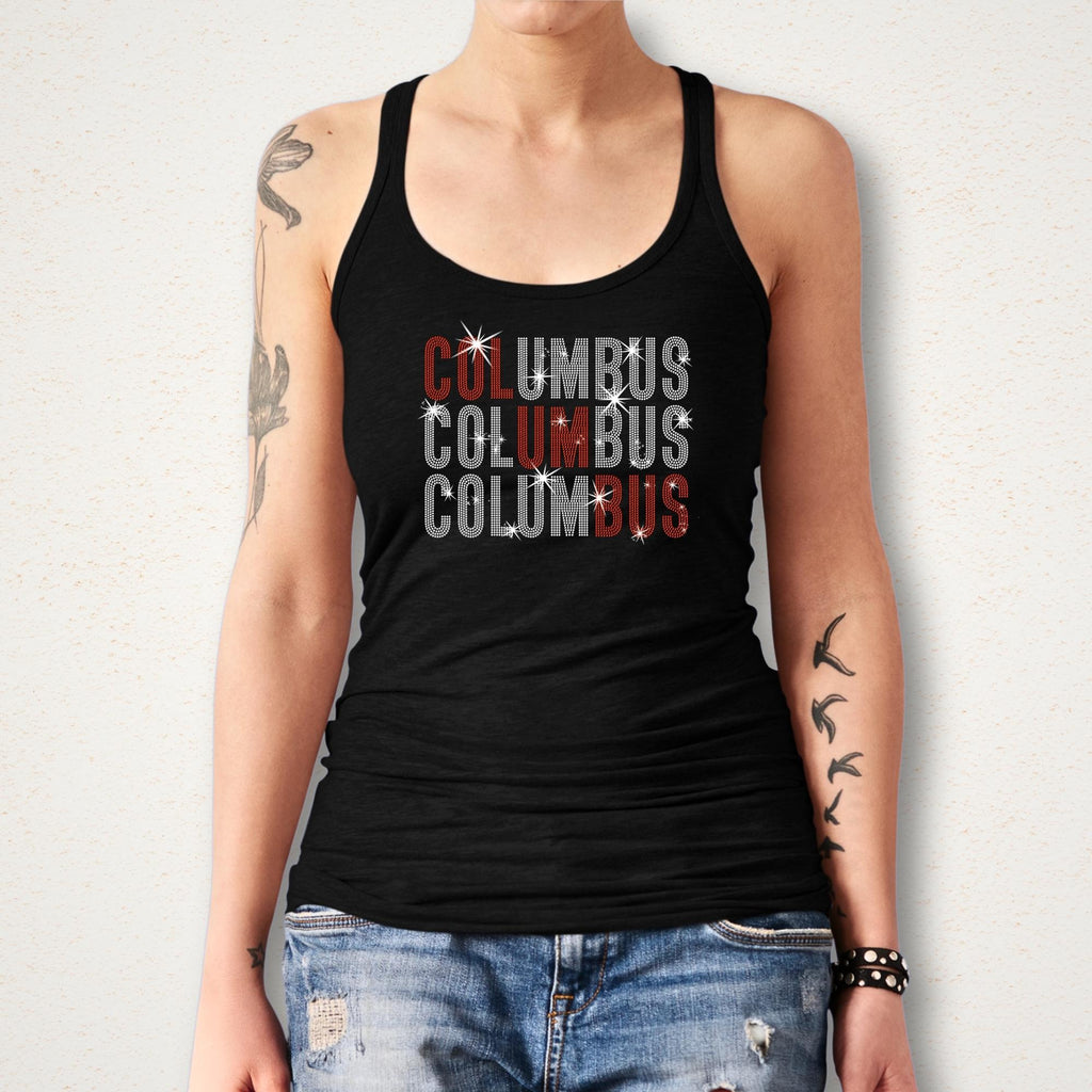 Columbus Rhinestone Shirt: Ice Hockey Game Day Apparel