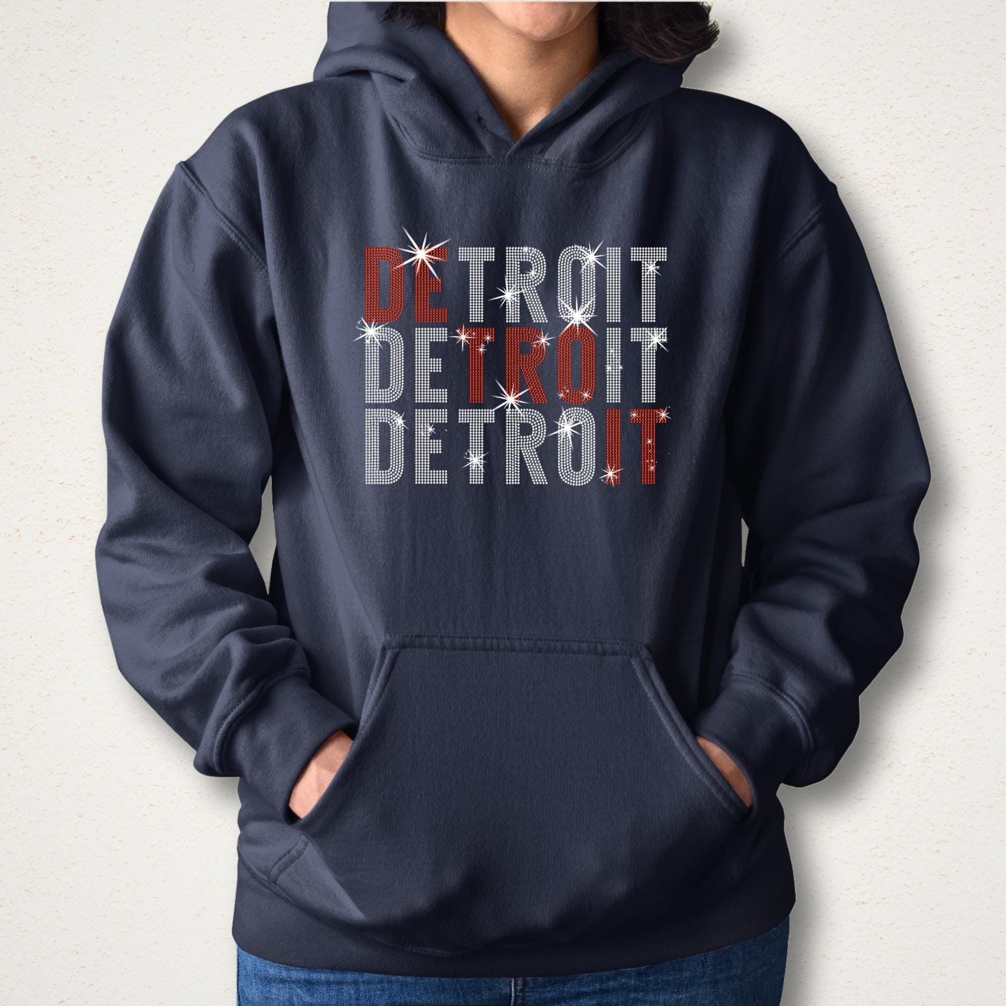 Detroit Rhinestone Shirt: Woman's Hockey Fan Outfit