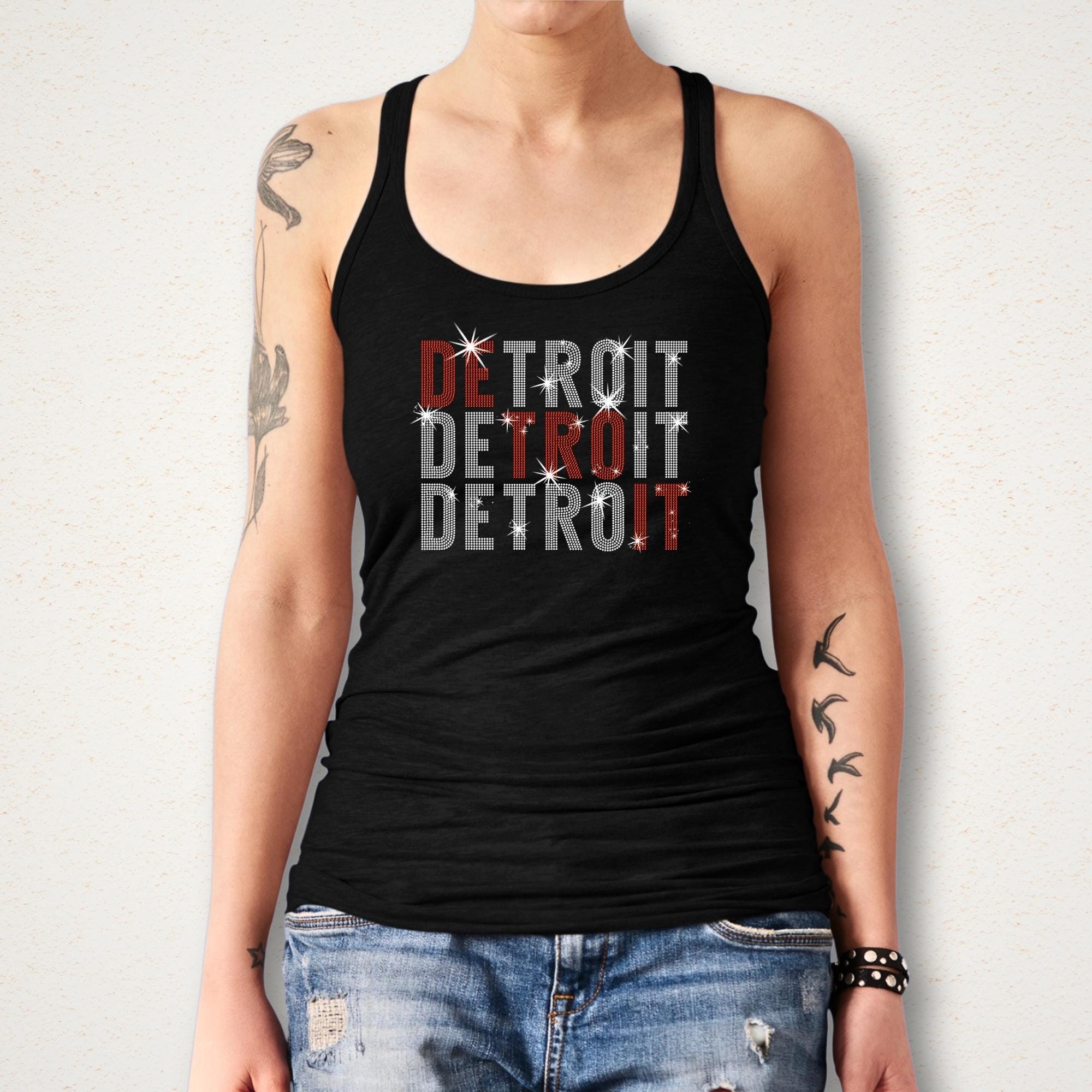 Detroit Rhinestone Shirt: Woman's Hockey Fan Outfit