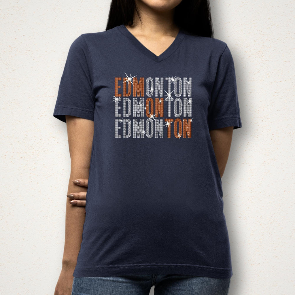Edmonton Rhinestone Shirt: Hockey Lovers Sparkle T-Shirt - Sweatshirt Hoodie