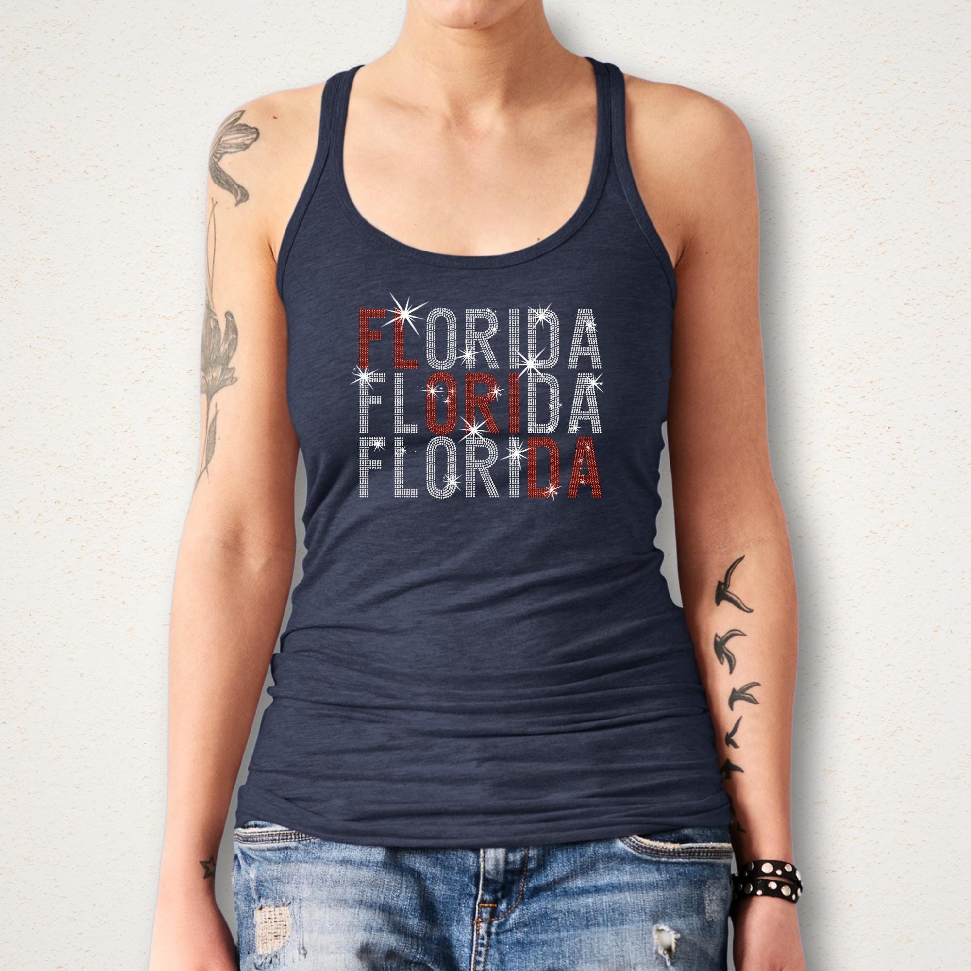 Florida Rhinestone Shirt: Hockey Team Retro Bling Hoodie