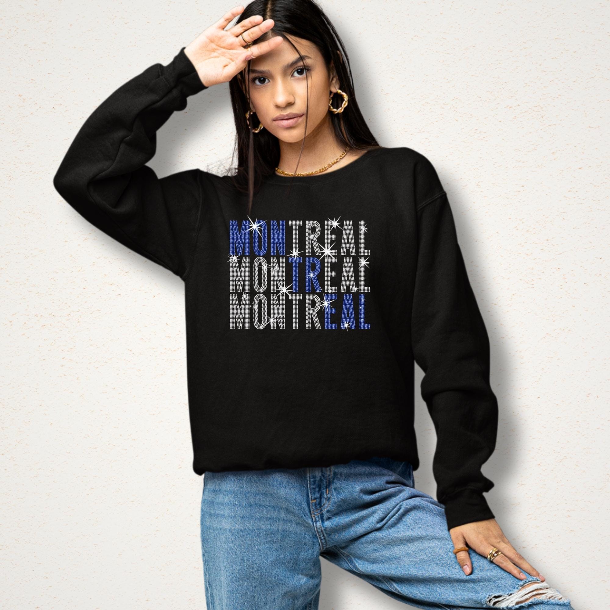 Montreal Rhinestone Shirt: Hockey Season Softstyle Sweatshirt