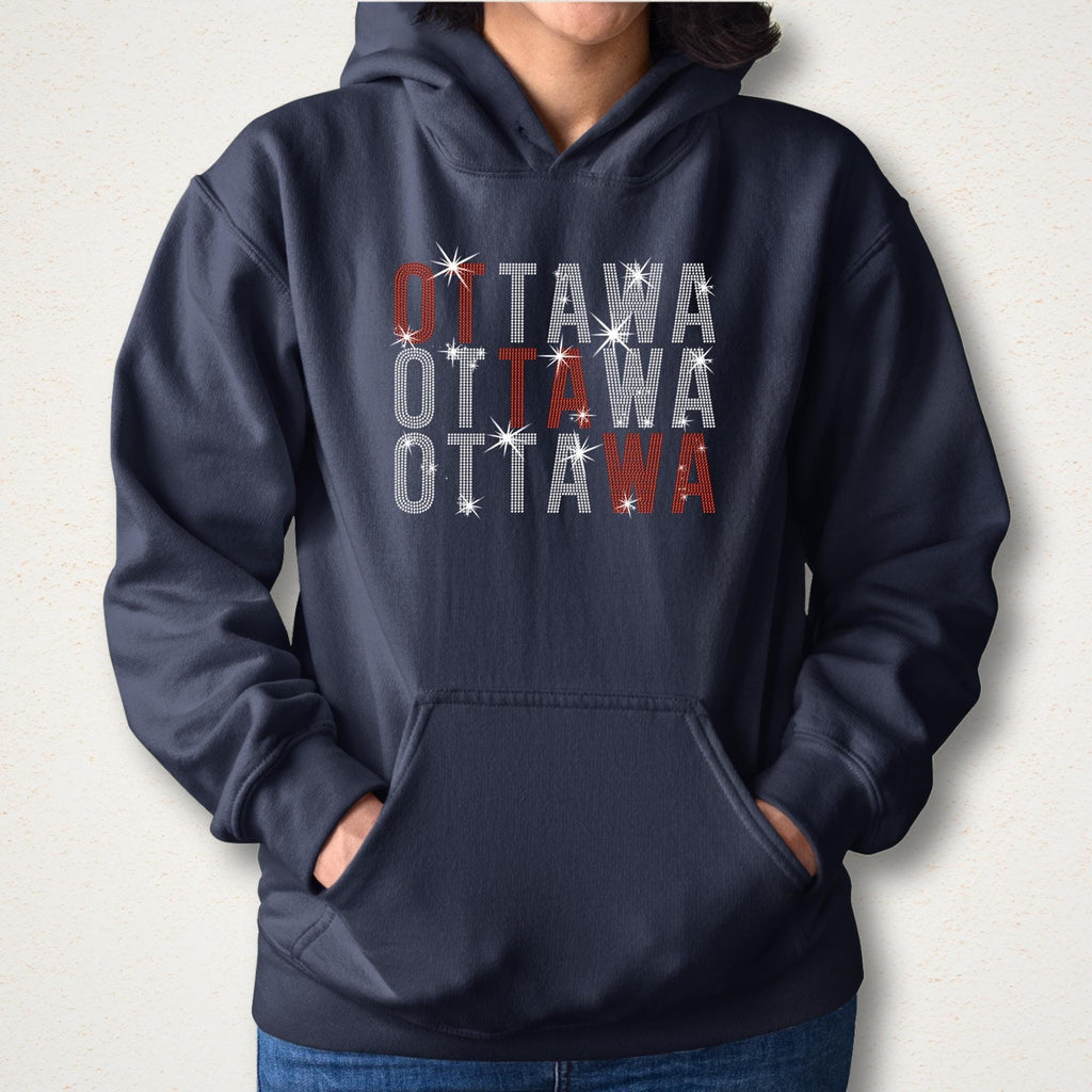 Ottawa Rhinestone Shirt: Hockey Player Sparkle Hoodie