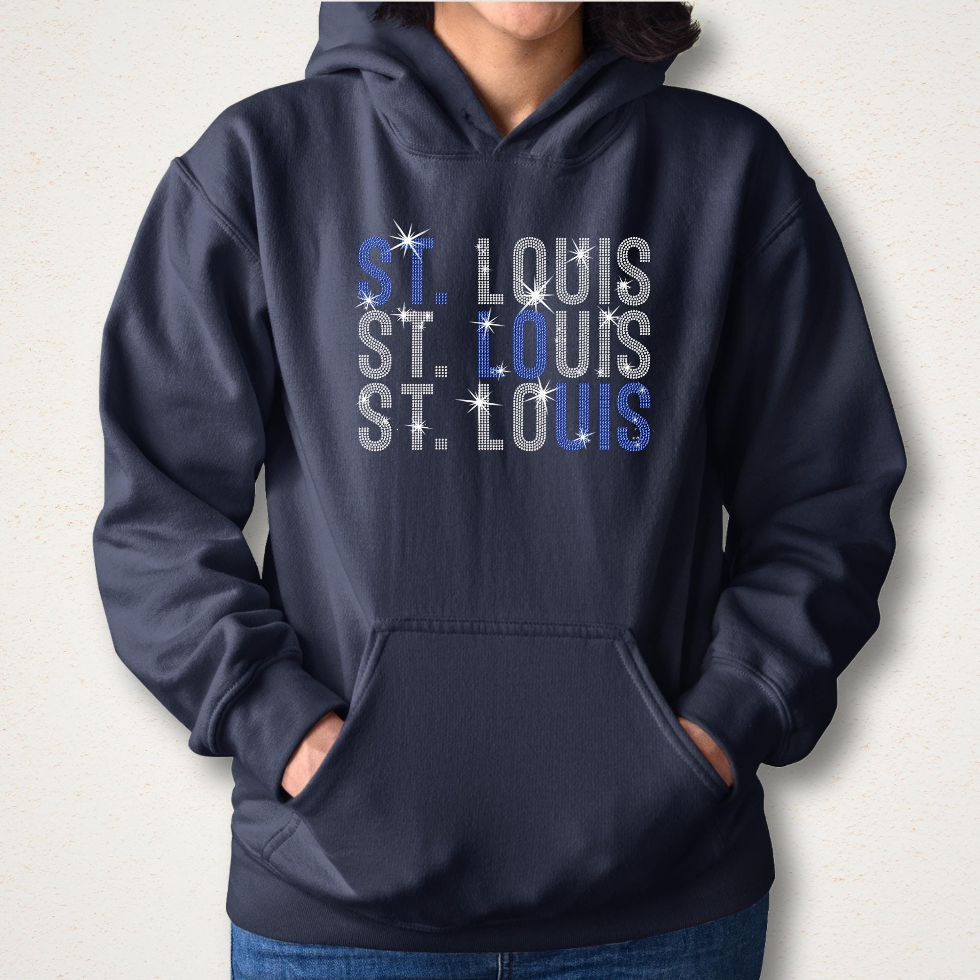 St. Louis Rhinestone Shirt: Hockey Player Jersey for Game Day Outfit