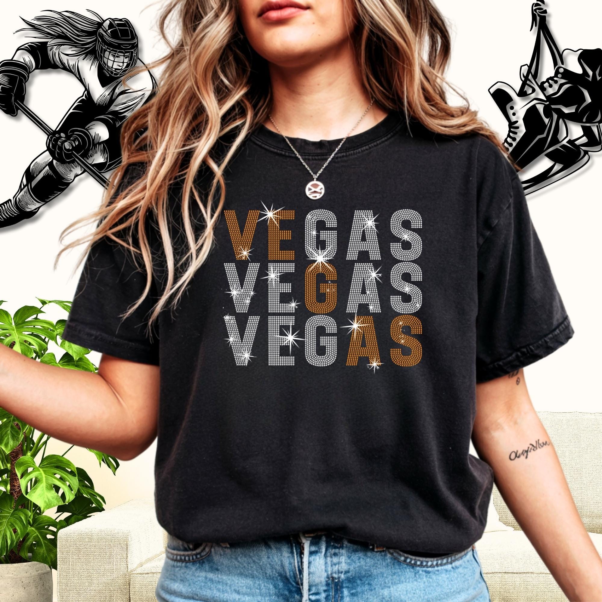 Vegas Rhinestone Shirt: Ice Hockey Team Fans Sparkle Tee Main image