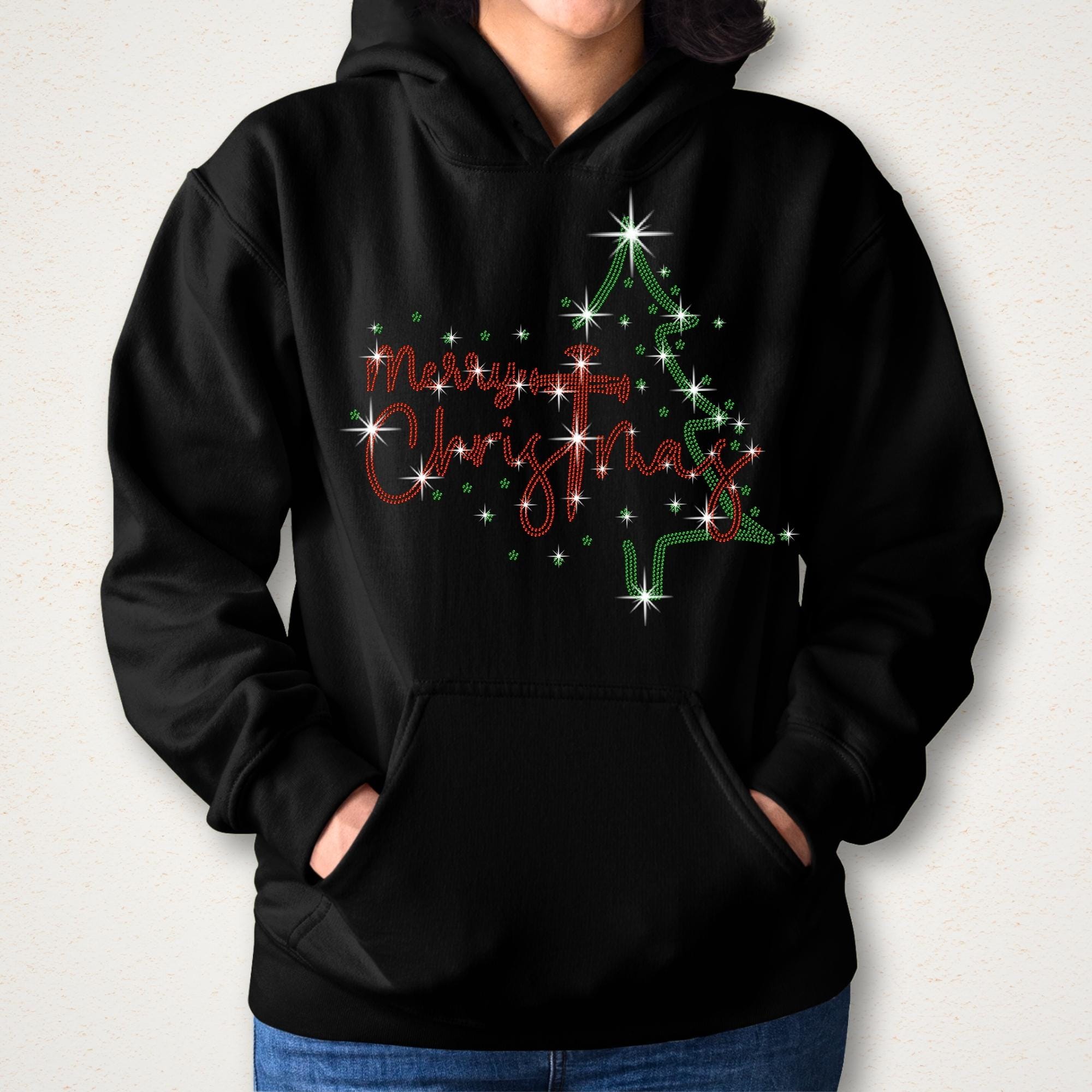 Merry Christmas Rhinestone Shirt : Christmas Tree Sparkle Sweatshirt