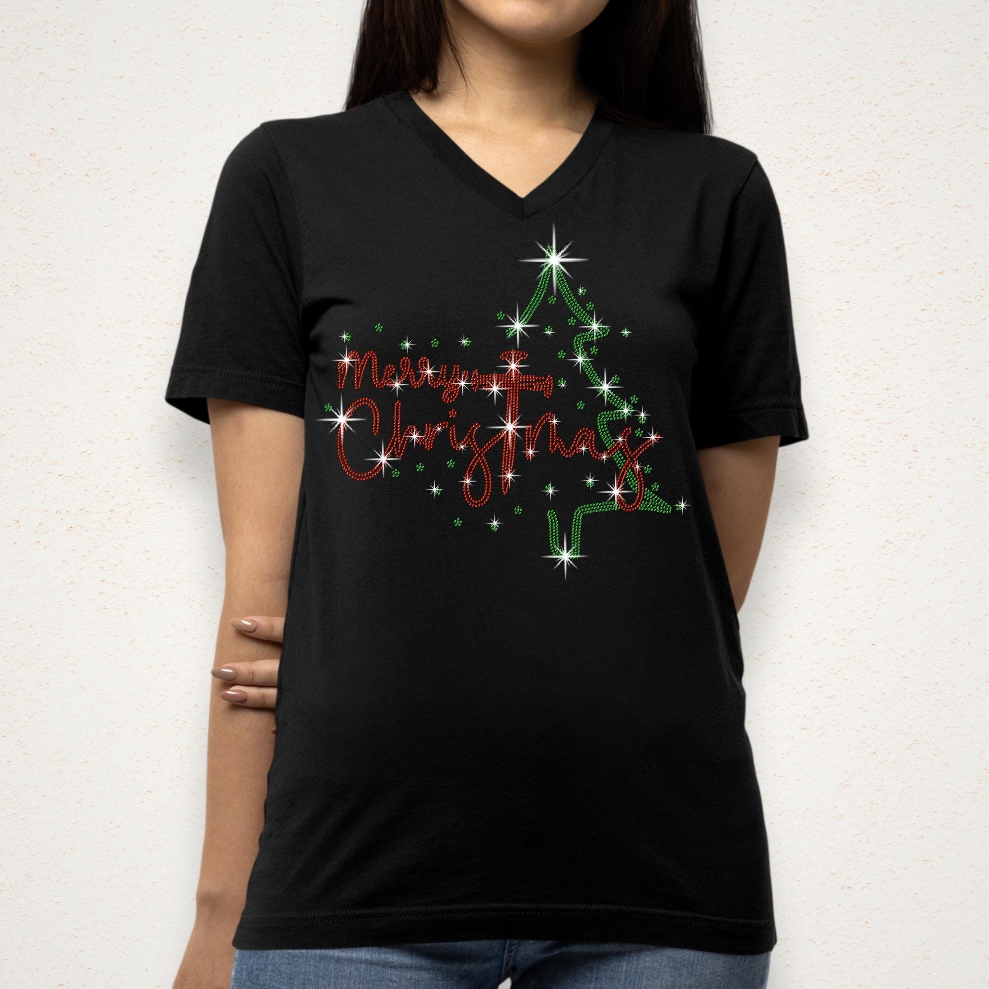 Merry Christmas Rhinestone Shirt : Christmas Tree Sparkle Sweatshirt
