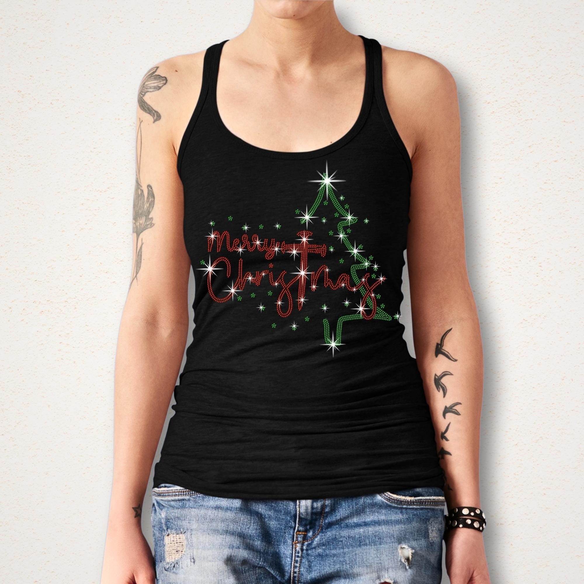 Merry Christmas Rhinestone Shirt : Christmas Tree Sparkle Sweatshirt