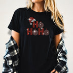 Santa Ho Ho Ho Rhinestone T-shirt, Christmas Gift Hoodie: Sparkle Retro Christmas Shirt