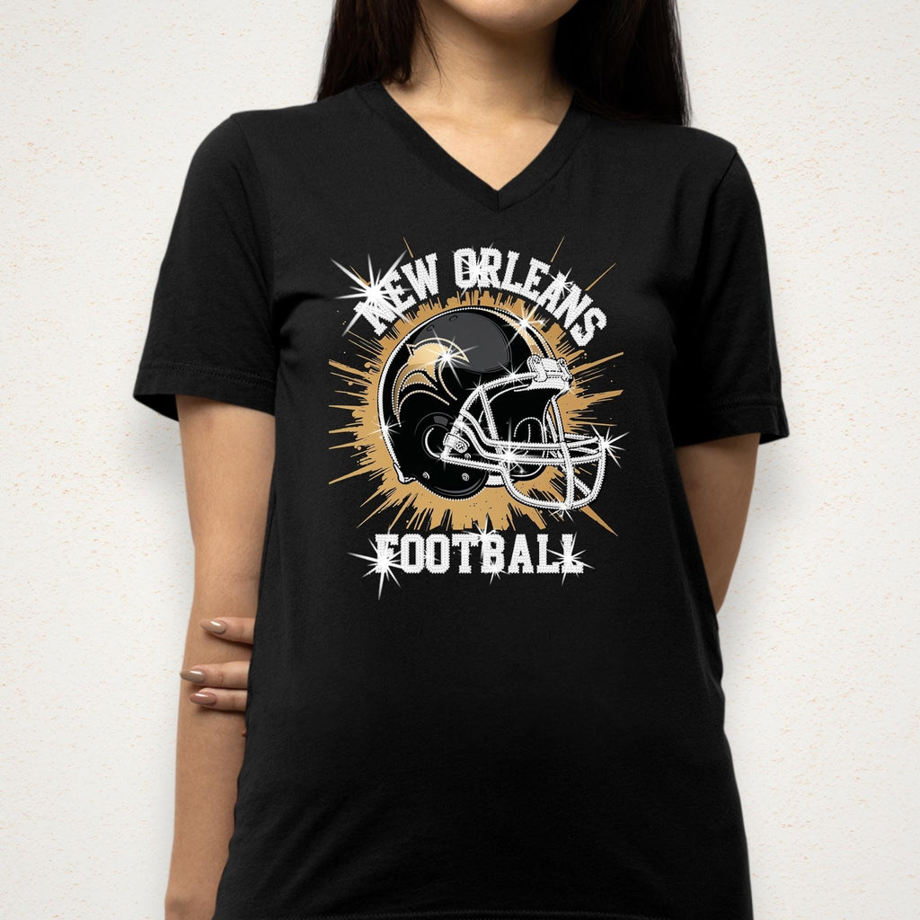 New Orleans Football DTF Rhinestone Shirt: Bling Game Day Tee