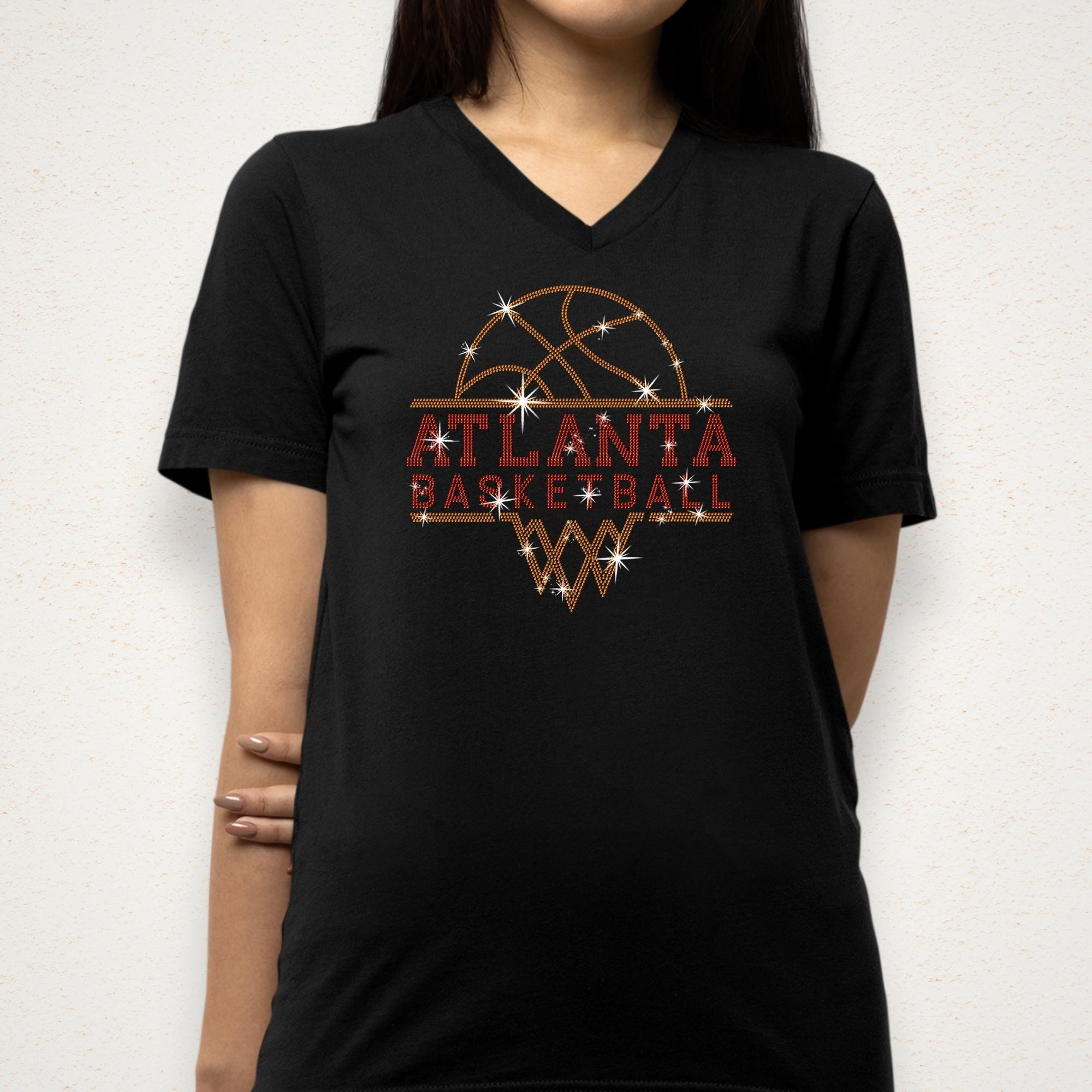 Atlanta Basketball Rhinestone Shirt: Basketball Team Retro Bling Tee