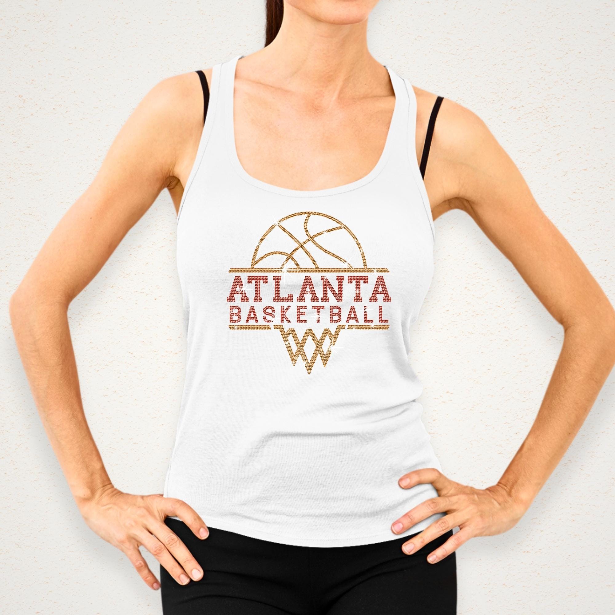 Atlanta Basketball Rhinestone Shirt: Basketball Team Retro Bling Tee
