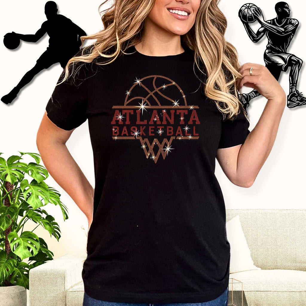 Atlanta Basketball Rhinestone Shirt: Basketball Team Retro Bling Tee