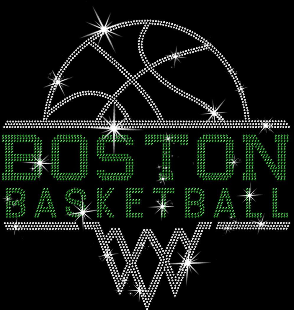 Boston Basketball Rhinestone Shirt: Basketball Sports Team Sparkle Tee