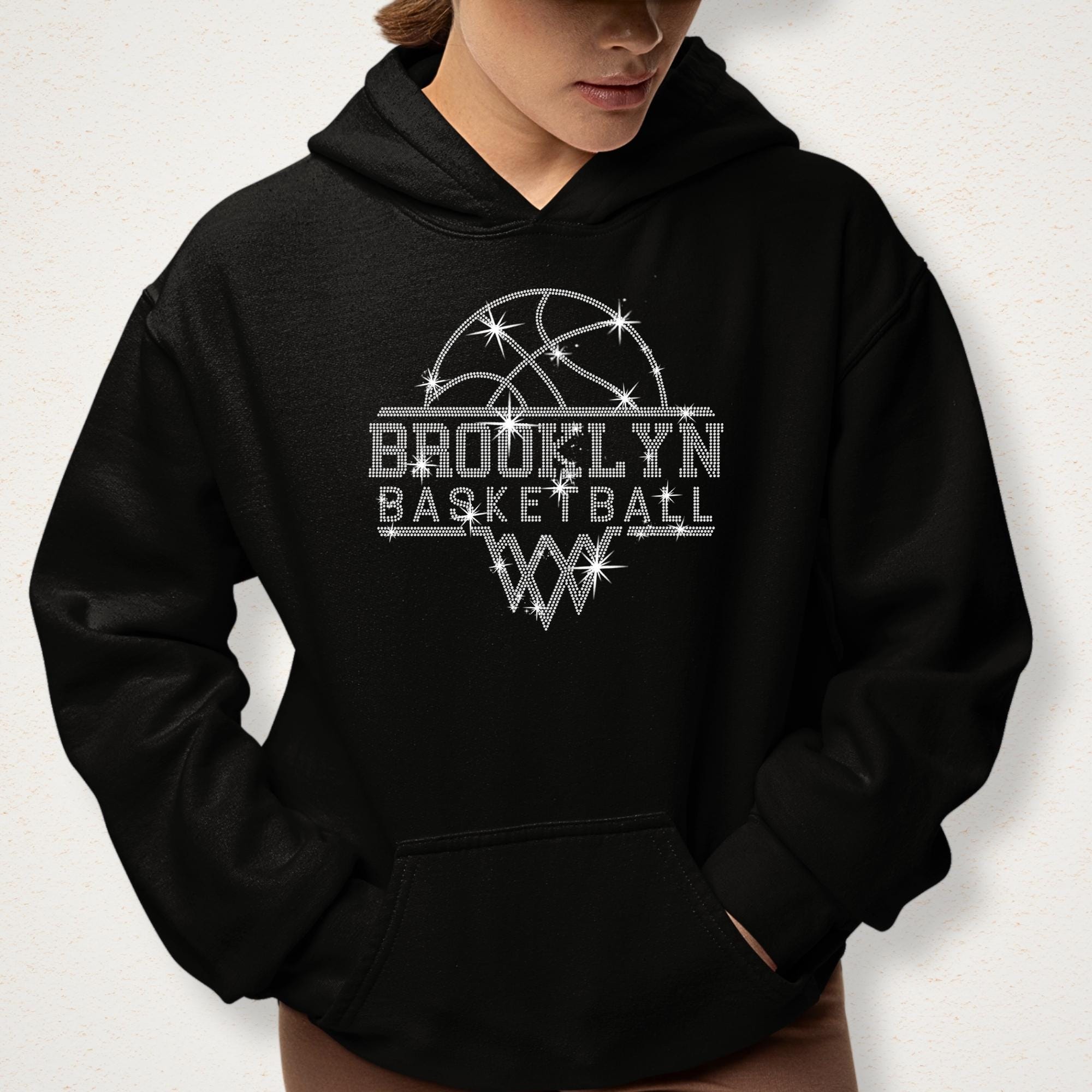 Brooklyn Basketball Rhinestone Shirt: Trendy Basketball Team Fans Apparel