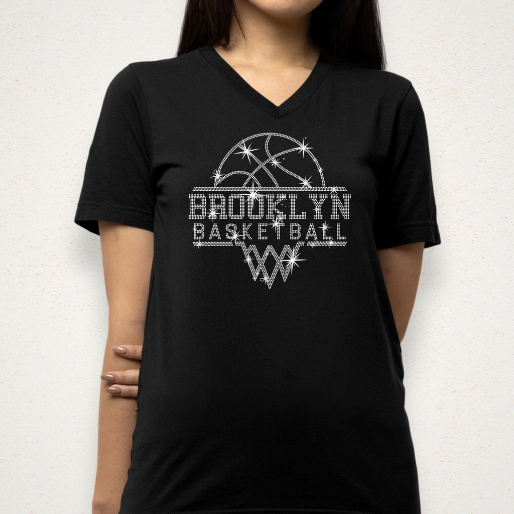 Brooklyn Basketball Rhinestone Shirt: Trendy Basketball Team Fans Apparel