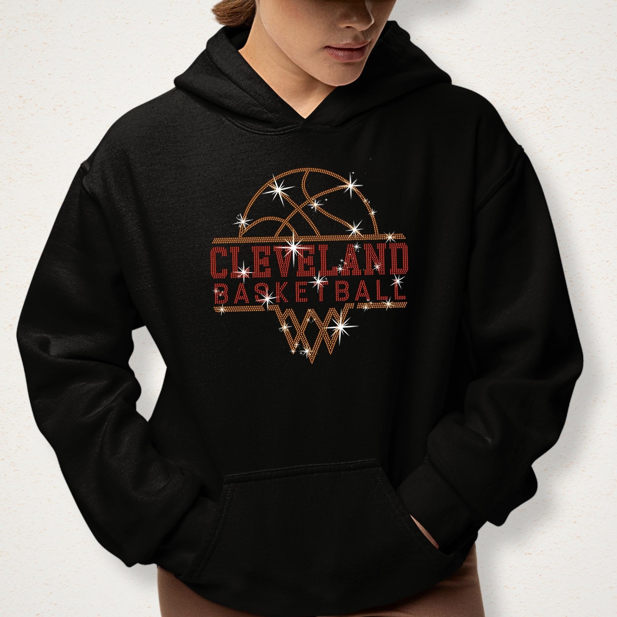 Cleveland Basketball Sports Team Rhinestone Shirt: Basketball Team Fans Bling Outfit