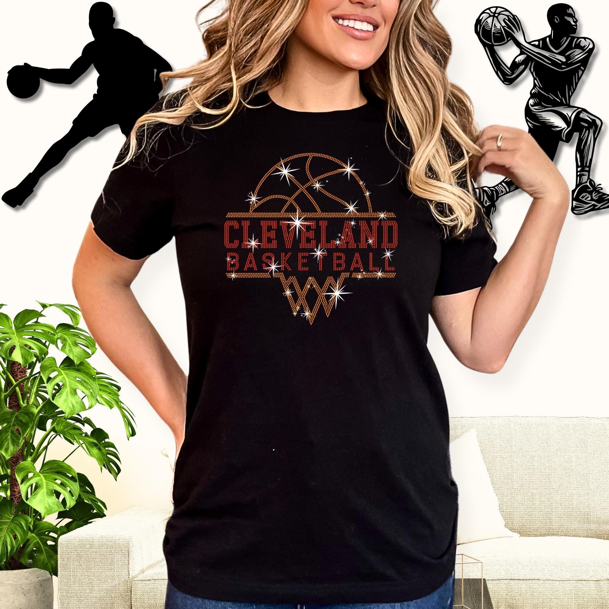 Cleveland Basketball Sports Team Rhinestone Shirt: Basketball Team Fans Bling Outfit