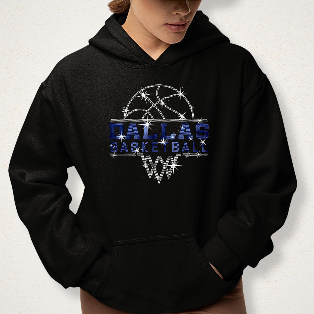 Dallas Basketball Sports Team Rhinestone T-shirt: Basketball Game Day Season Shirt