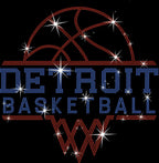 Detroit Basketball Sports Team Rhinestone T-shirt: Basketball Lovers Sparkle Tee