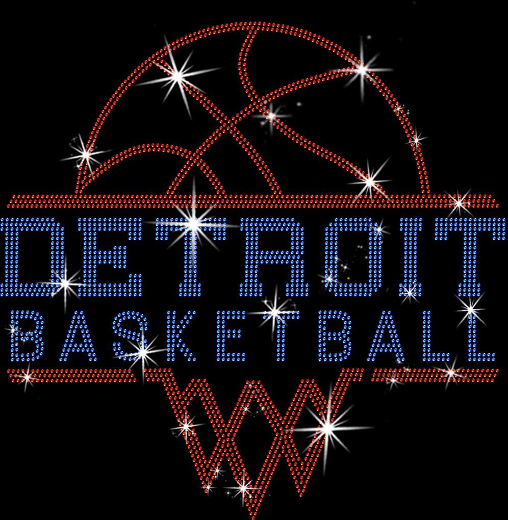 Detroit Basketball Sports Team Rhinestone T-shirt: Basketball Lovers Sparkle Tee