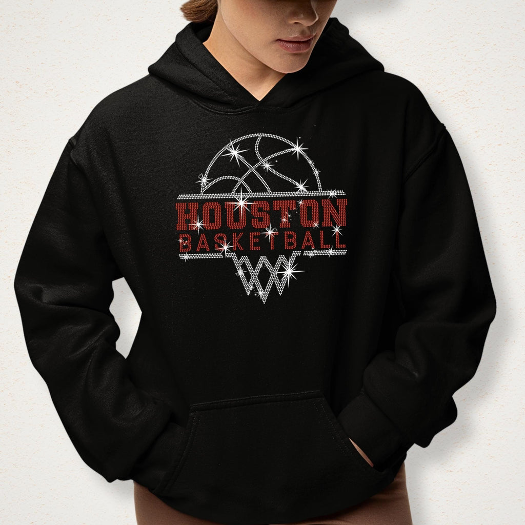 Houston Basketball Sports Team Rhinestone T-shirt: Basketball Team Retro Bling Shirt