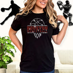 Houston Basketball Sports Team Rhinestone T-shirt: Basketball Team Retro Bling Shirt