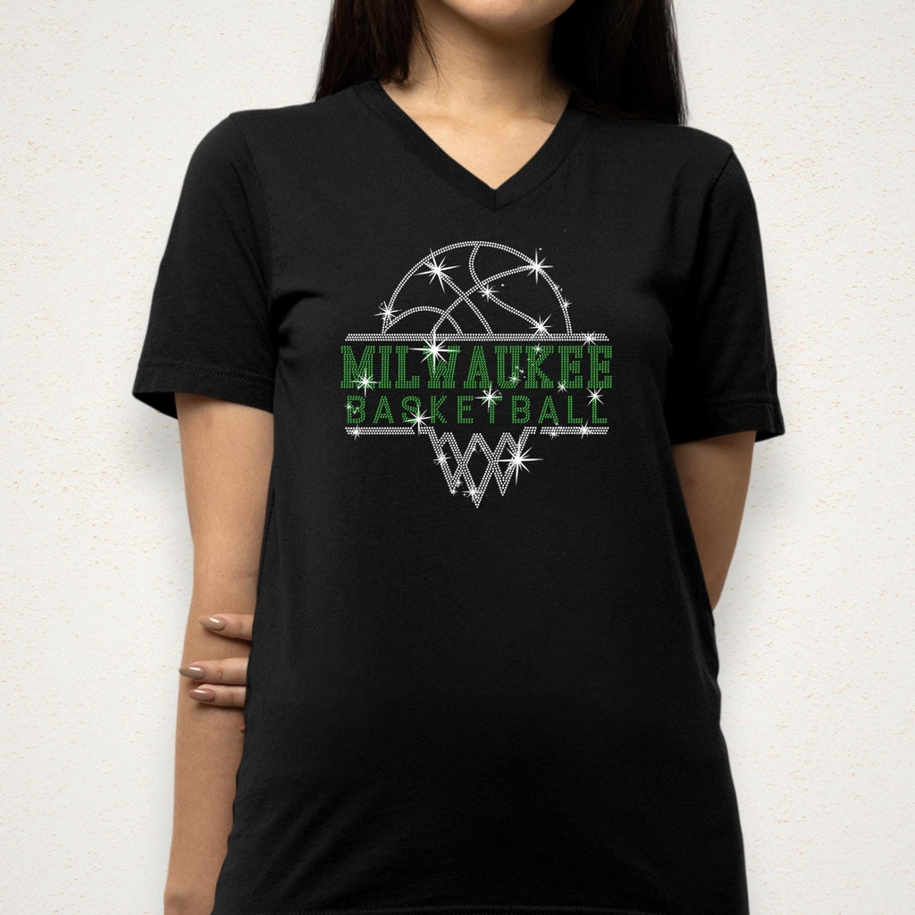 Milwaukee Basketball Sports Team Rhinestone Shirt: Basketball Team Fans Sweatshirt
